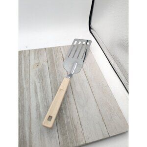 Vintage KOCO Long Spatula Slotted 12"  Almond Handle Chrome Plated